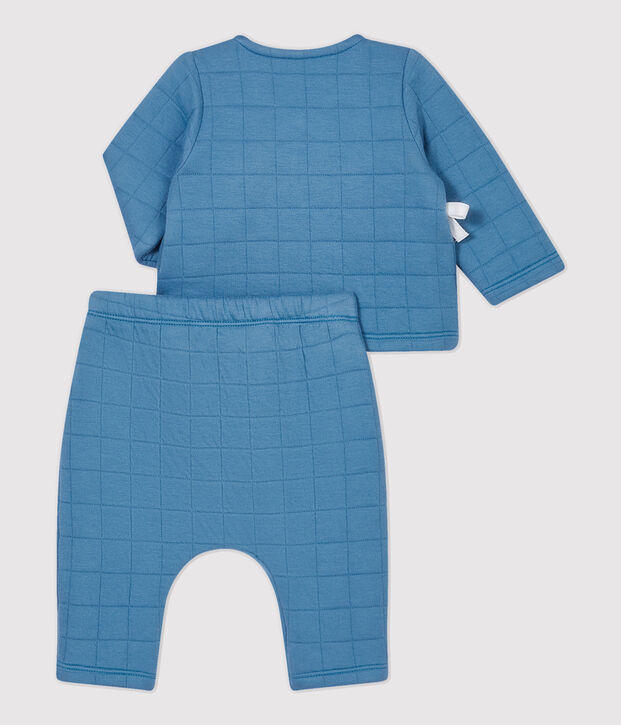 Conjunto de 2 prendas de beb&eacute; acolchadas de algod&oacute;n org&aacute;nico azul