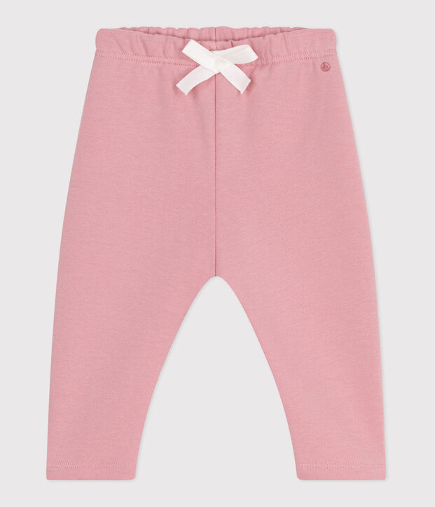 Pantal&oacute;n de jogging liso de algod&oacute;n para beb&eacute; rosa