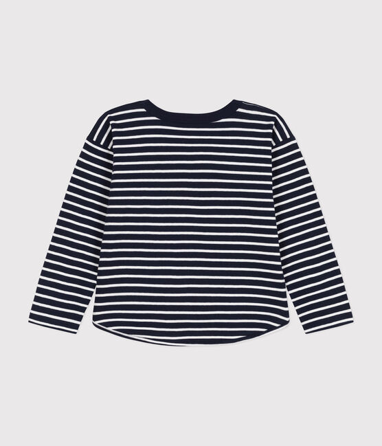 Camiseta de manga larga de túbico para niño. azul SMOKING/blanco MARSHMALLOW