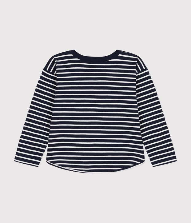 Camiseta de manga larga de t&uacute;bico para ni&ntilde;o. azul/blanco