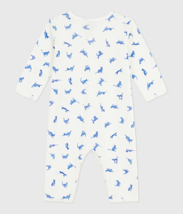 Pijama sin pies de algod&oacute;n con estampado de gatos para beb&eacute; blanco/multicolor