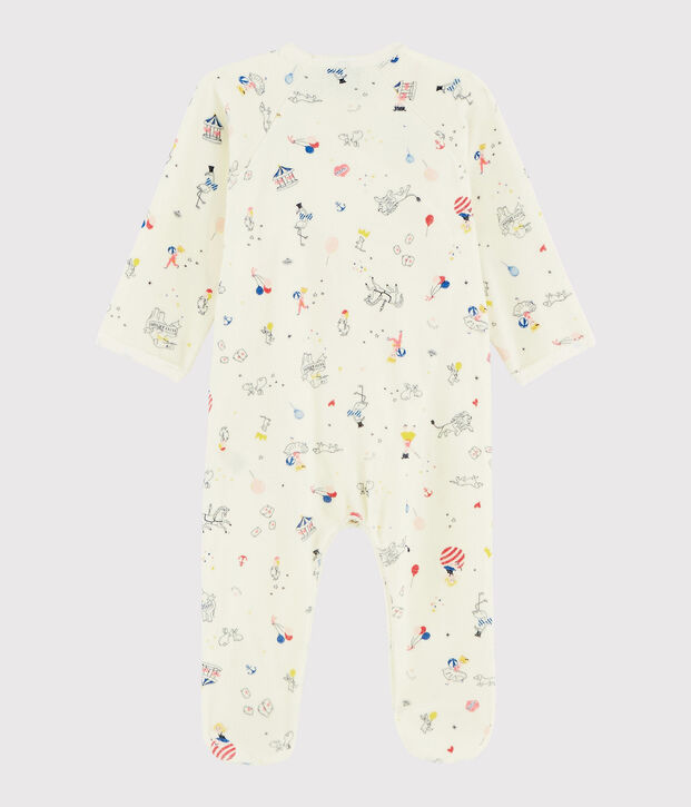 Pelele de terciopelo con estampado para beb&eacute; ni&ntilde;a blanco/multicolor