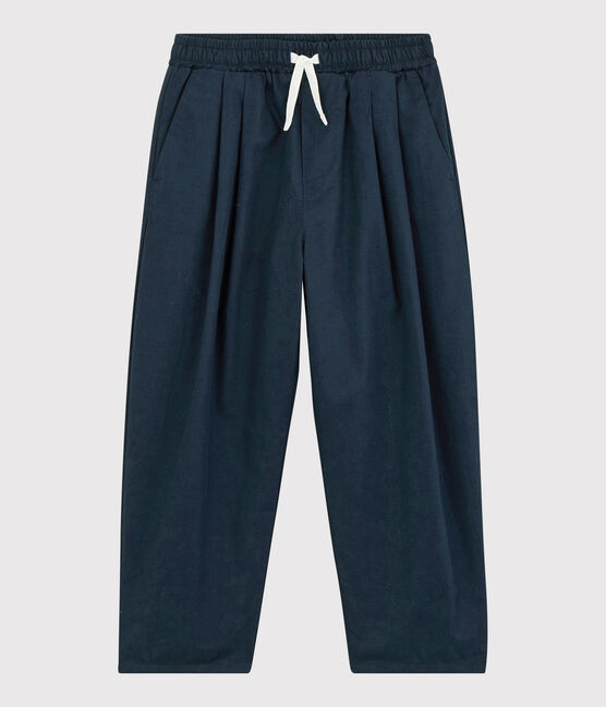 Pantalón cómodo de sarga de algodón para niño azul SMOKING