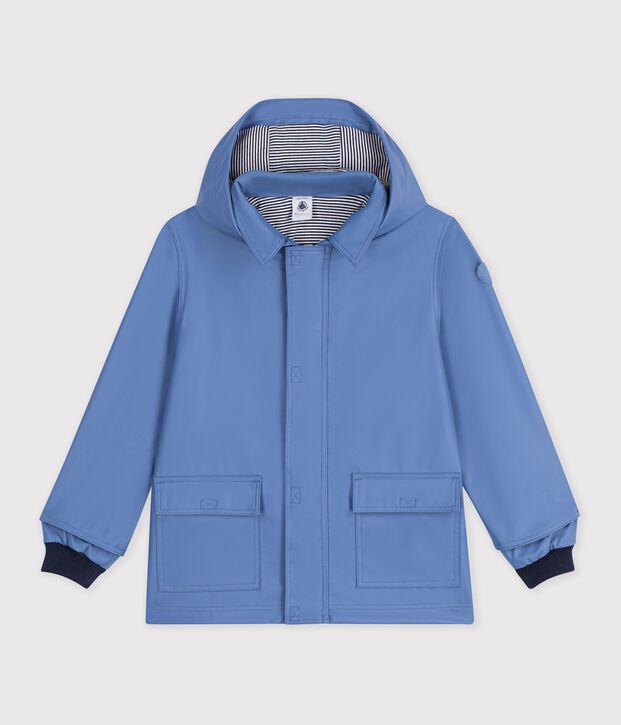Chubasquero ic&oacute;nico liso infantil azul