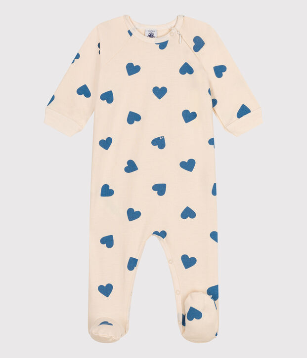 Pijama de felpa cepillada con estampado de corazones para beb&eacute; azul/azul
