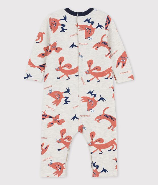 Mono con estampado de animales de muletón de bebé beige MONTELIMAR/blanco MULTICO