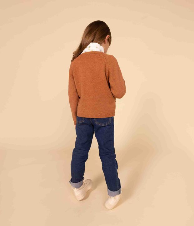 C&aacute;rdigan de lana de ni&ntilde;a marron