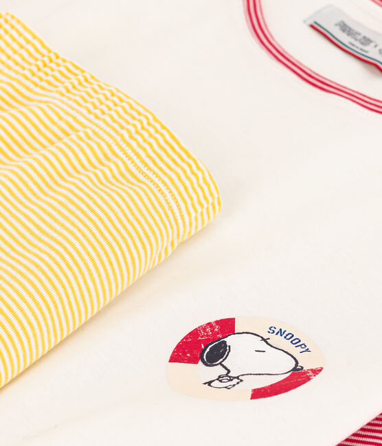 Pijama corto Petit Bateau X Snoopy de algodón para mujer blanco MARSHMALLOW/blanco MULTICO