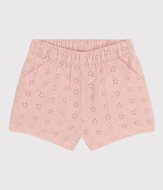 Pantalón corto de bordado inglés para bebé rosa SALINE