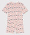 Pijama corto de algodón con tulipanes para mujer rosa SALINE/blanco MULTICO
