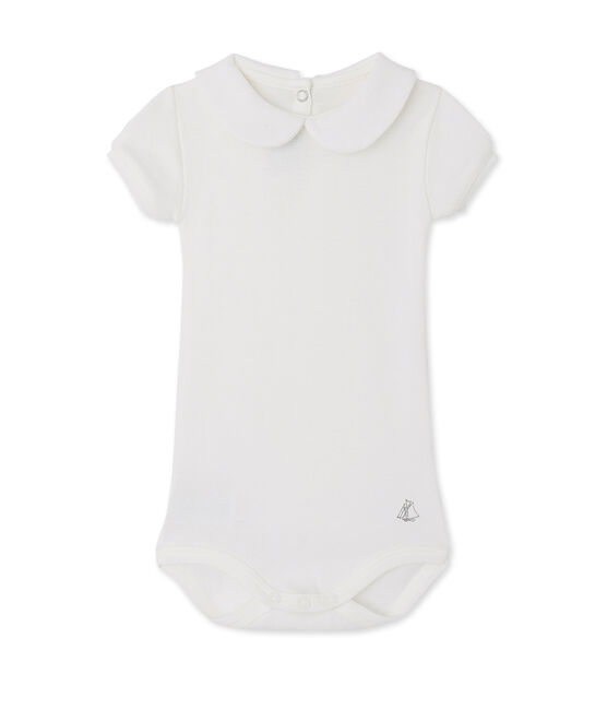 Body para bebé niña con cuello blanco Lait