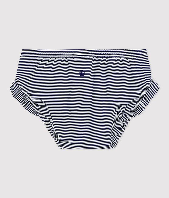 Braguita de traje de baño de material reciclado de bebé azul MEDIEVAL/blanco MARSHMALLOW
