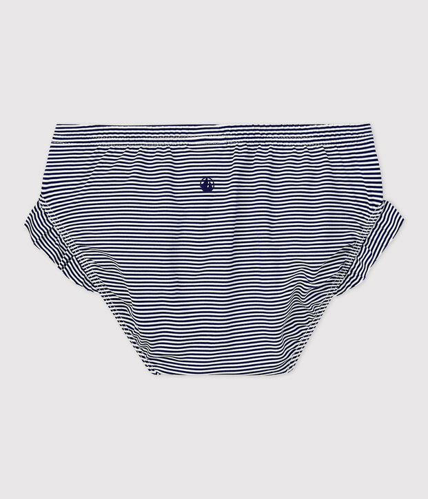 Braguita de traje de ba&ntilde;o de material reciclado de beb&eacute; azul/blanco