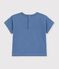 Camiseta lisa de algod&oacute;n de manga corta con estampado para beb&eacute; azul