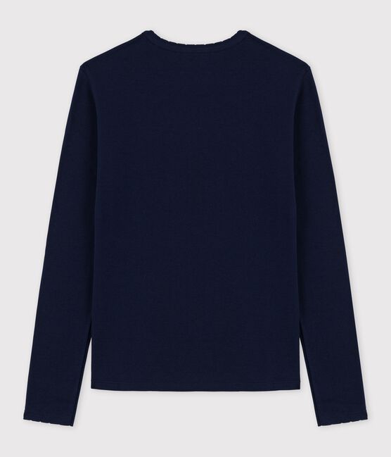 Camiseta icónica de punto «cocotte» de algodón de mujer azul SMOKING