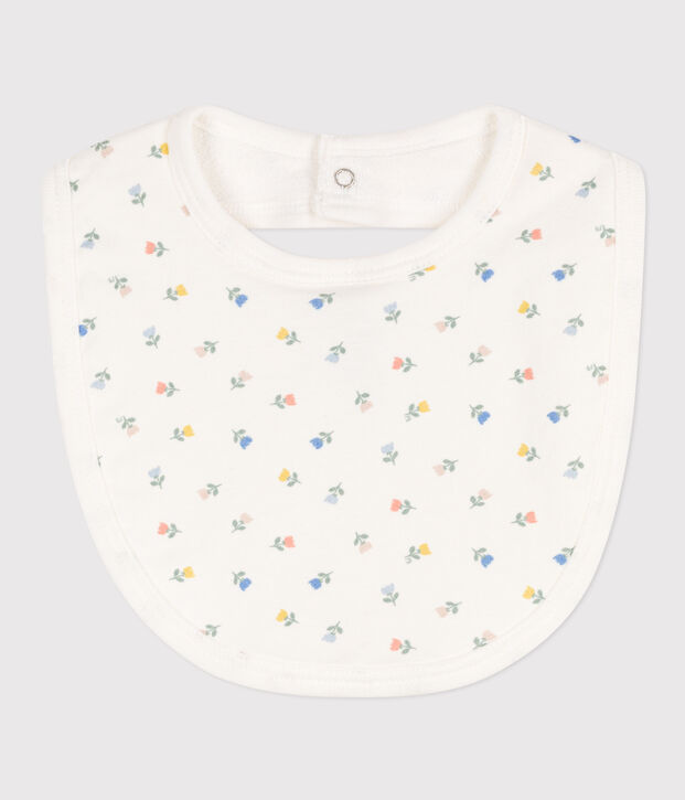 Babero de algod&oacute;n estampado blanco/azul
