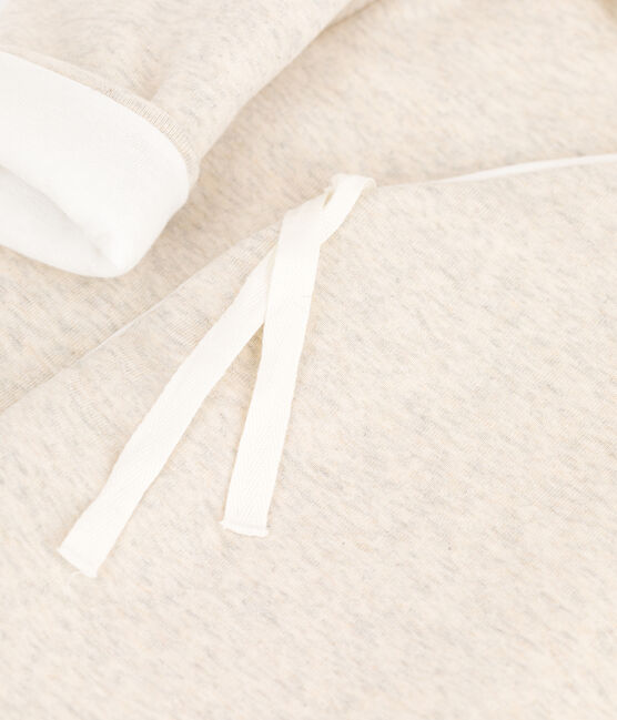 Mono largo gris de mezclilla con capucha de bebé de algodón orgánico beige MONTELIMAR CHINE