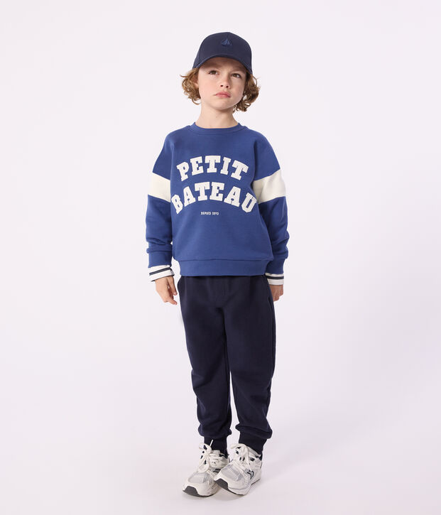 Sudadera infantil de algod&oacute;n azul/crudo