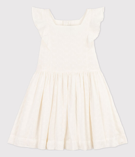 Vestido de bordado inglés para niña blanco MARSHMALLOW