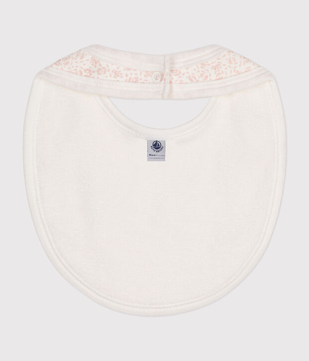 Babero de algod&oacute;n estampado para beb&eacute; blanco/rosa