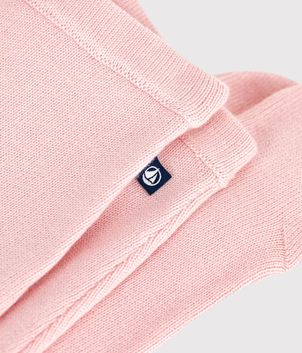 Peto tricotado de lana y algod&oacute;n para beb&eacute; rosa