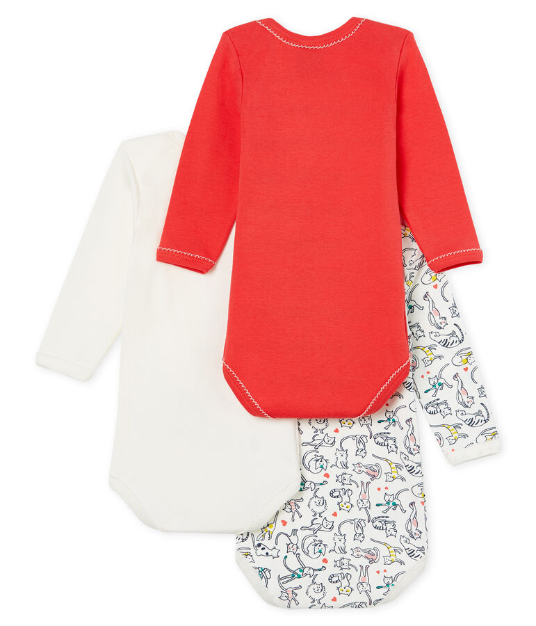 Tres bodis de manga larga para beb&eacute; ni&ntilde;a multicolor