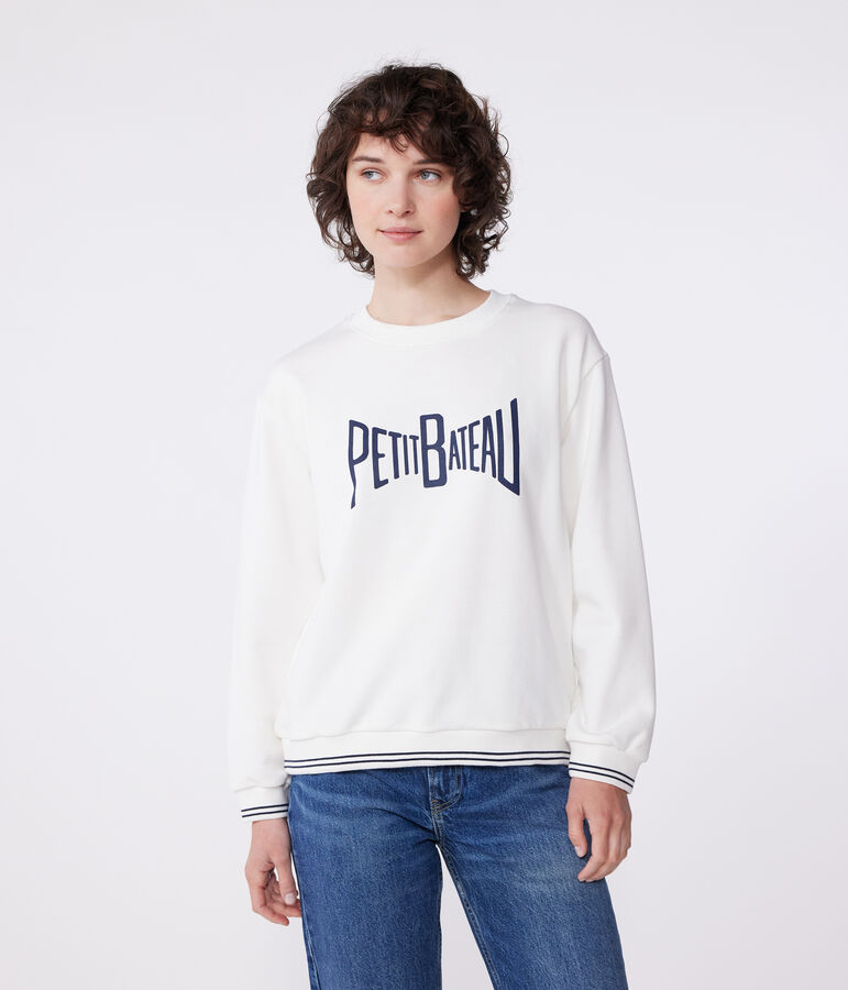 Sudadera estampada de algod&oacute;n para mujer blanco