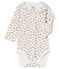 Body de nacimiento manga larga para bebé niña de punto blanco MARSHMALLOW/rosa CHARME/ MULTICO