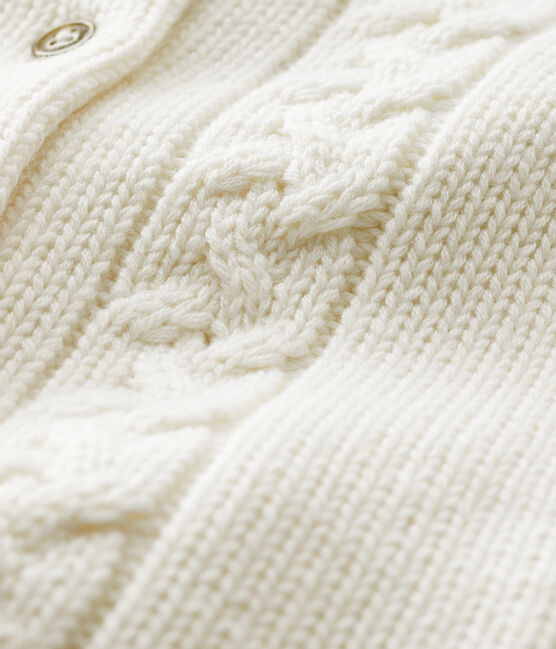 Cárdigan de lana y algodón para bebé blanco MARSHMALLOW
