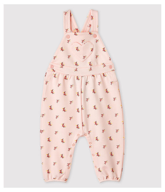 Peto estampado de muletón de bebé niña rosa FLEUR/blanco MULTICO