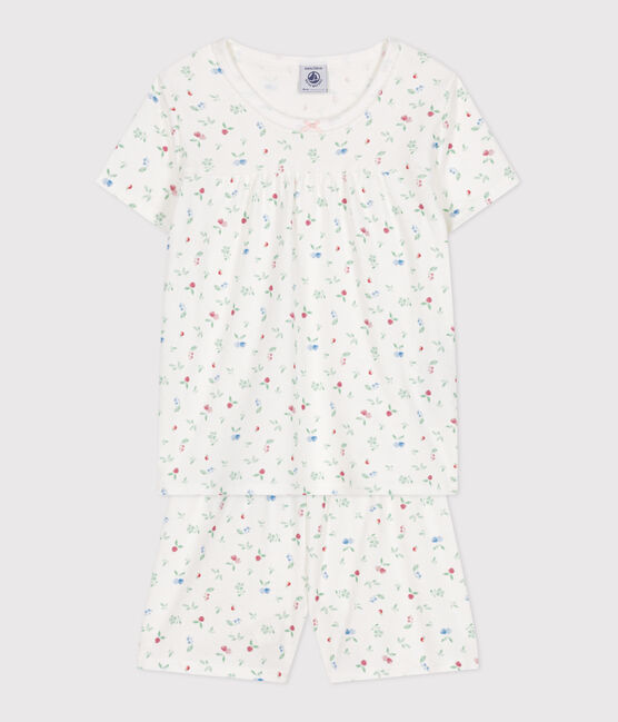 Pijama infantil corto de algodón con frutas blanco MARSHMALLOW/blanco MULTICO