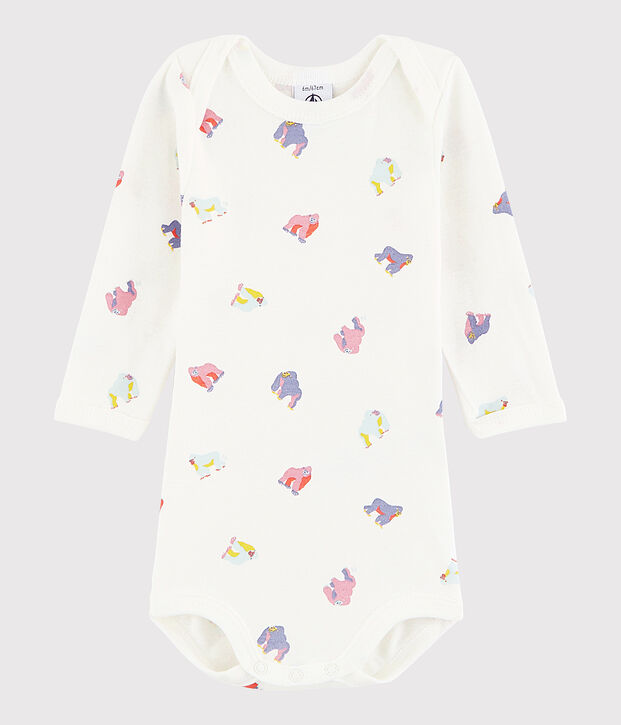 Bodi de manga larga de beb&eacute; ni&ntilde;a blanco/multicolor