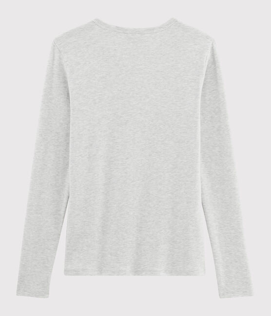 Camiseta de cuello de pico emblemática de algodón de mujer gris BELUGA CHINE