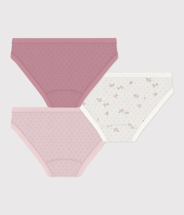 Juego de braguitas infantiles de algod&oacute;n calado con flores multicolor
