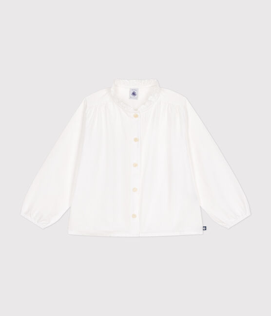 Blusa de manga larga de tela para niña blanco ECUME
