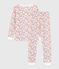 Pijama infantil de algodón con pierna muy ajustada y estampado de flores blanco MARSHMALLOW/blanco MULTICO