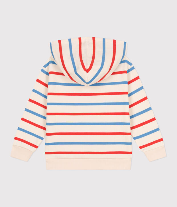 Sudadera infantil unisex de algod&oacute;n a rayas con capucha crudo/multicolor