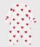 Mono saco de algodón con cuello y corazones rojos para bebé blanco MARSHMALLOW/rojo TERKUIT