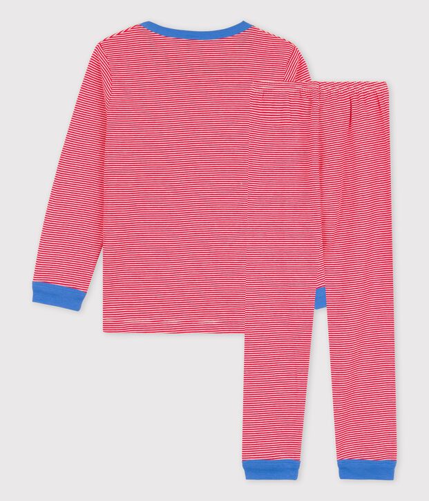 Pijama milrayas de algod&oacute;n org&aacute;nico infantil unisex rojo/blanco