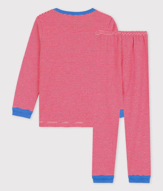 Pijama milrayas de algodón orgánico infantil unisex rojo PEPS/blanco MARSHMALLOW
