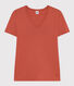 Camiseta La Icónica lisa de algodón con cuello de pico para mujer
