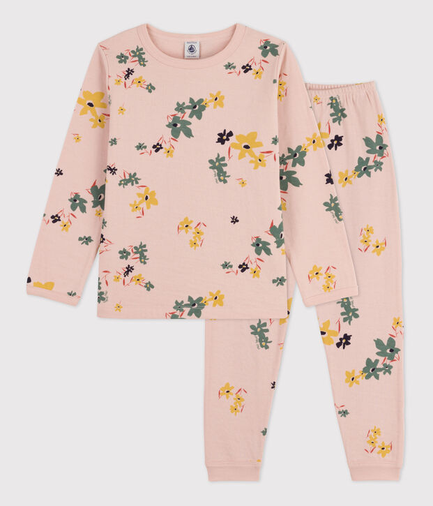 Pijama de t&uacute;bico con flor para ni&ntilde;a rosa/multicolor
