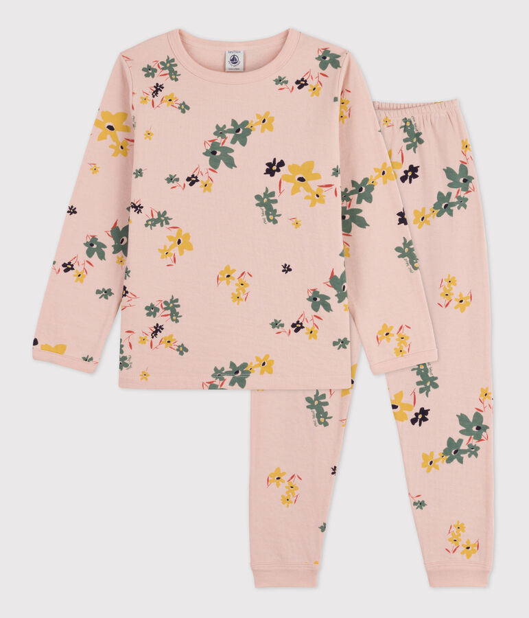 Pijama de t&uacute;bico con flor para ni&ntilde;a rosa SALINE/blanco MULTICO