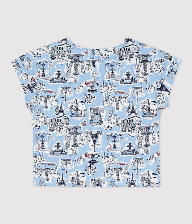 Blusa de manga corta estampada para ni&ntilde;a blanco/multicolor
