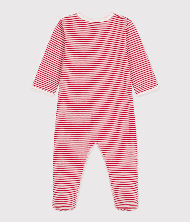 Pijama de terciopelo rom&aacute;ntico para beb&eacute; blanco/rojo