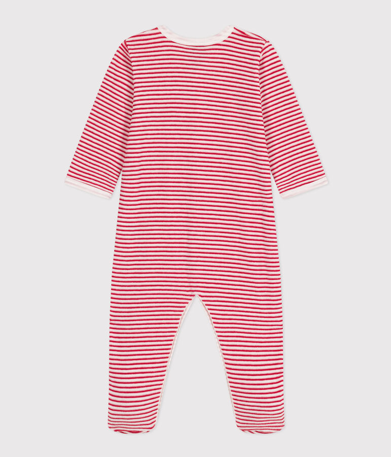 Pijama de terciopelo rom&aacute;ntico para beb&eacute; blanco/rojo