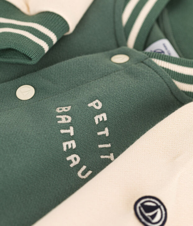 Chaqueta teddy de felpa para ni&ntilde;o verde/crudo