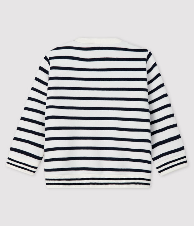 Sudadera de mulet&oacute;n para beb&eacute; ni&ntilde;a blanco/azul