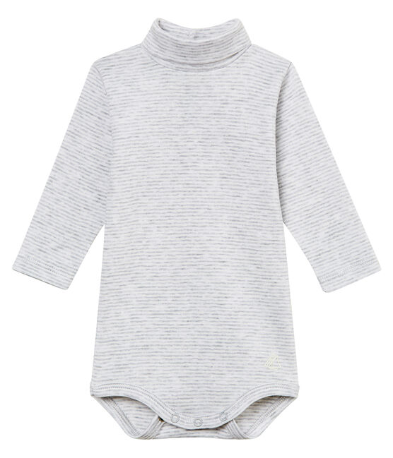 ordenar Geografía diseñador Body con cuello cisne con la milrayas para bebé mixto POUSSIERE/MARSHMALLOW  | Petit Bateau