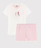 Pijama corto de caballitos de mar de algodón de niña blanco MARSHMALLOW/rosa GRETEL